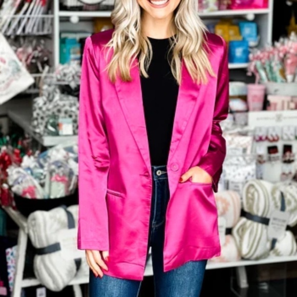 House Of Harlow 1960 Hot Magenta Blazer Size Small oversized style and look NWT - Picture 2 of 9